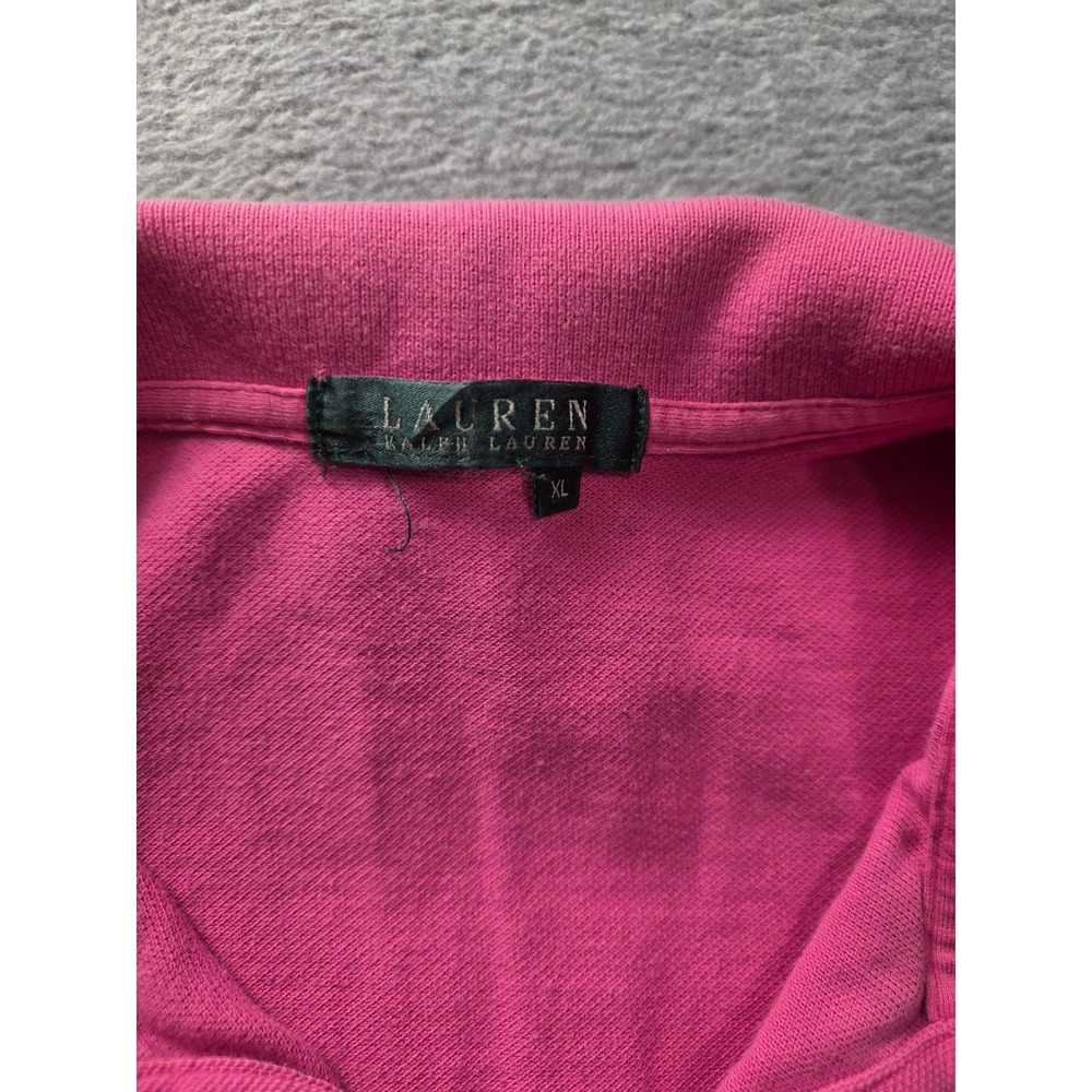 Lauren Ralph Lauren Pink Pique Polo Shirt Gold Crest Logo Womens XL Short Sleeve - Picture 4 of 5